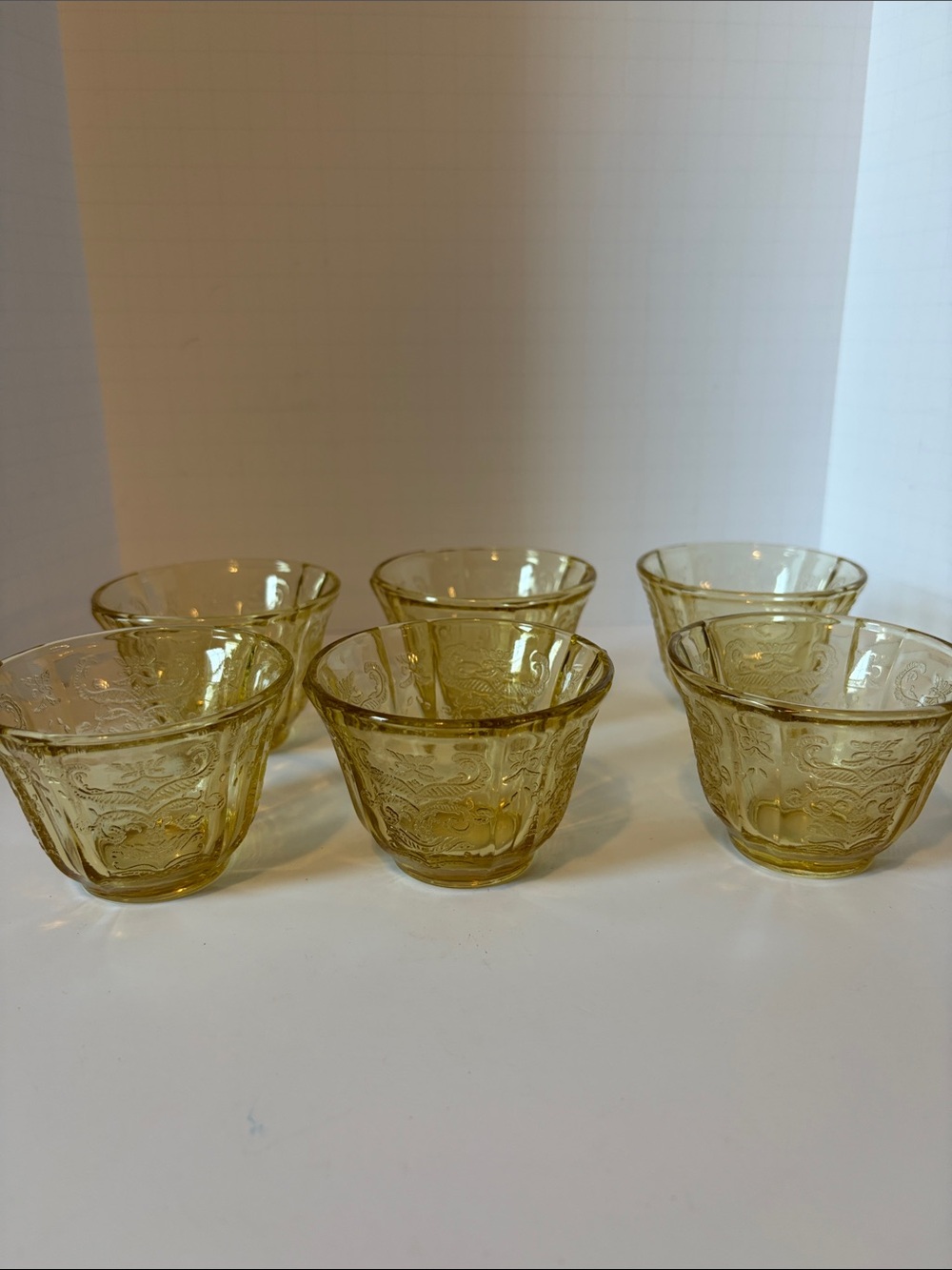 Vintage 1930’s Federal Glass Madrid Amber Custard Cups Jello Molds Set Of Six